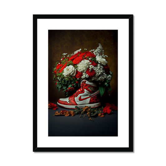 Air Jordan Red Flowers - Framed Print