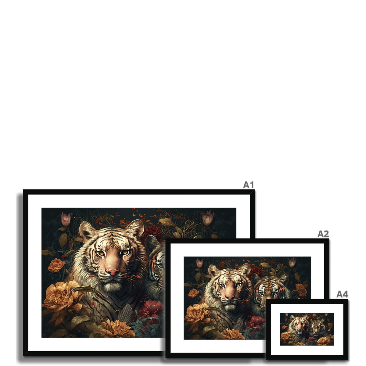 Floral Tigers - Framed Print