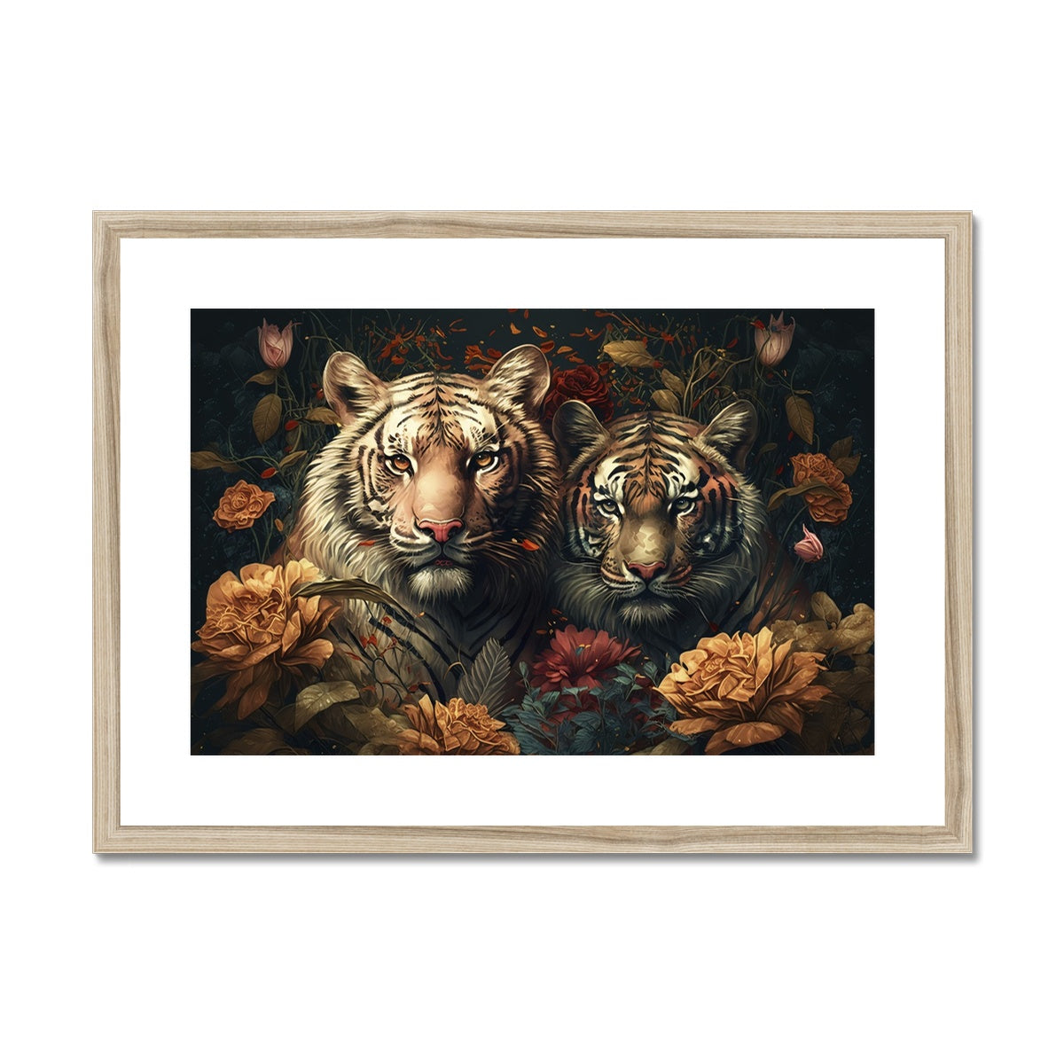 Floral Tigers - Framed Print