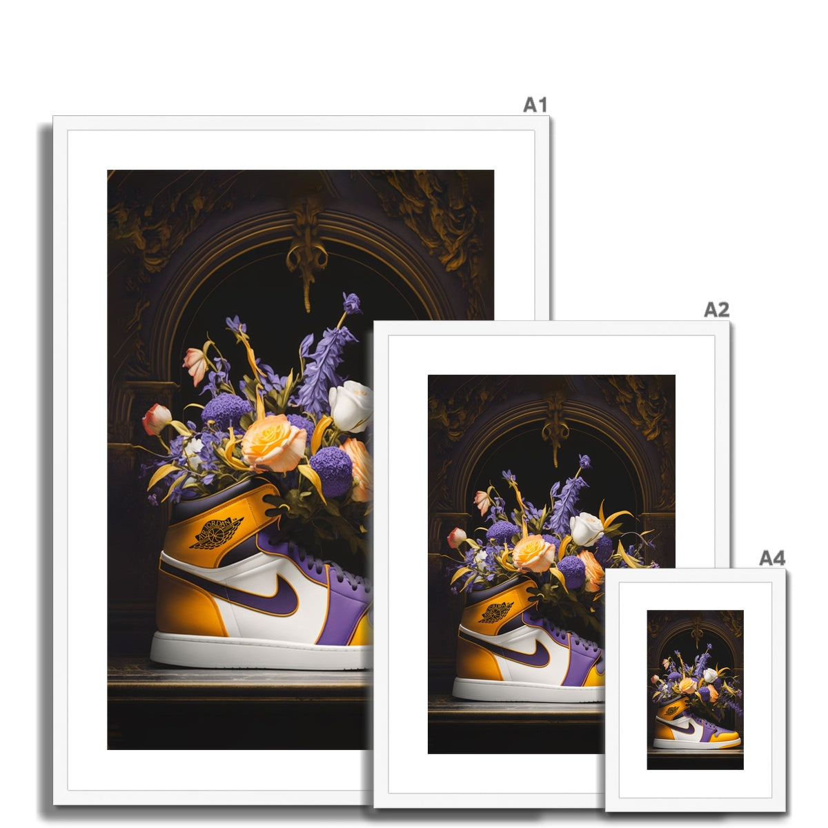 Air Jordan 1 Mid Lakers - Framed Print