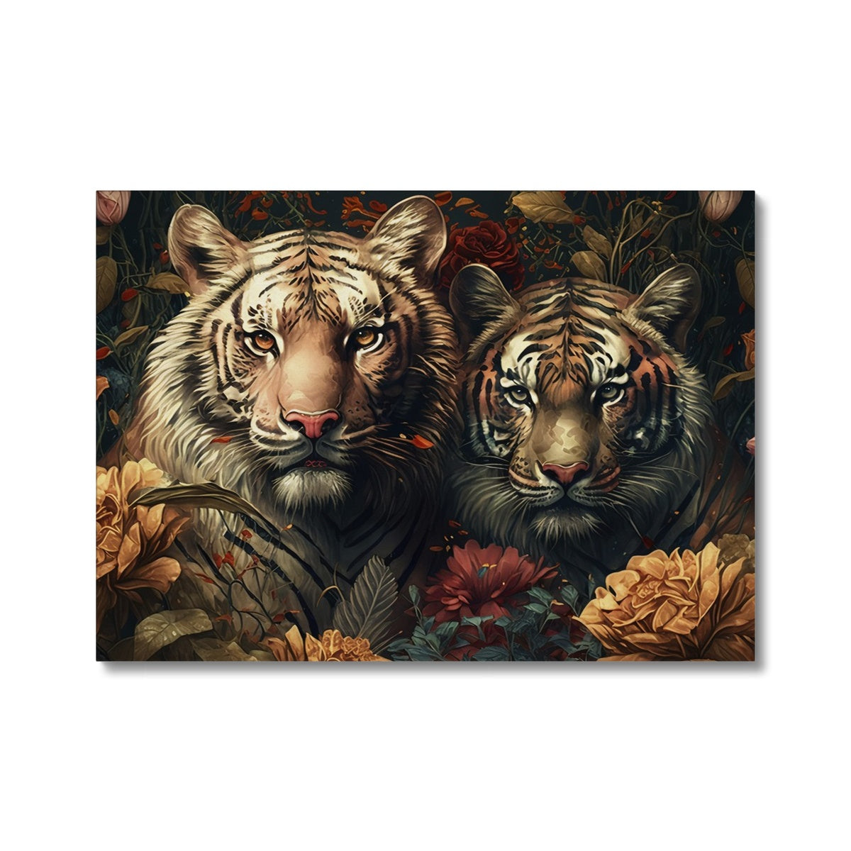 Floral Tiger - Framed Canvas