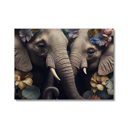 Floral Elephants - Framed Canvas
