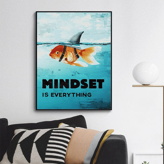 Mindset Is Everything Motivational Shark Fish Canvas